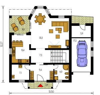 Image miroir | Plan de sol du rez-de-chaussée - KLASSIK 127